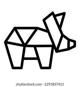 Vector de contorno de icono de animal doblado. Polígono de origami. Art japón