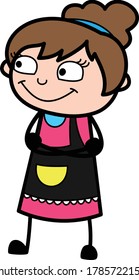 Folded Arms Beautician cartoon Illustration