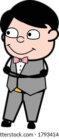 Folded Arms Groom cartoon Character Design Illustration