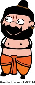 Folded Arms Pandit cartoon Character Design Illustration