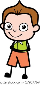 Folded Arms Schoolboy cartoon Design Illustration