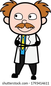 Folded Arms Scientist Cartoon Character Design Illustration