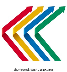  Folded arrow symbol, The background is white.