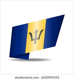 Folded Barbados national flag, shining with a shadow.