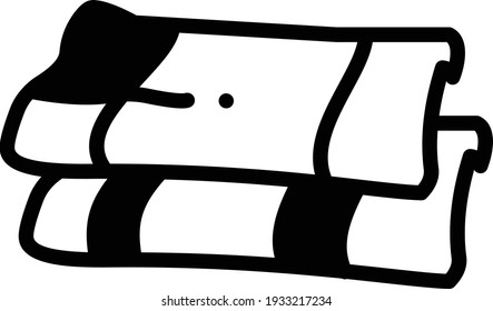 Folded Bath Towel Graphics, Stack of Dried Towel Concept Vector Glyph Icon Design, Laundry and Dry Cleaning symbols on white background, Laundromat business stock illustration