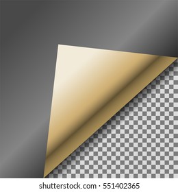 Folded up black foil blank vector note paper.