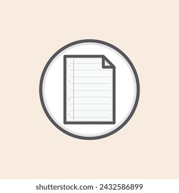 Folded blank paper with holes and lines filled icon inside a white circle
