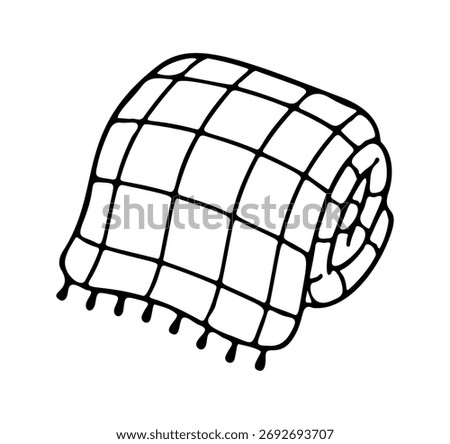folded blanket icon doodle hand drawn. Outline line drawing clipart symbol. Vector illustration.