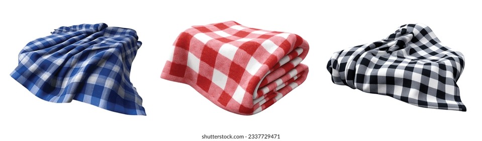 Folded blanket vector set isolated on white