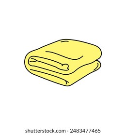  folded blanket , yellow , simple clip art ,cartoon style