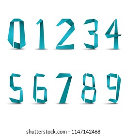 Folded blue design paper numbers template