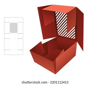 folded box with stenciled line pattern die cut template and 3D mockup