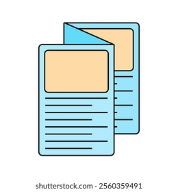 Folded Brochure Icon Illustration in Flat Style. Perfect for design projects, print shops, or creative materials representation.