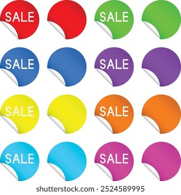 Folded Circle Sales Badge Collection Which Have a Text Sale and The Other One Blank