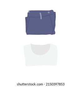 Folded Clothes Flat Illustration. Clean Icon Design Element on Isolated White Background