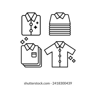 folded clothes shirt icon vector design simple flat outline illustration black white style collections item