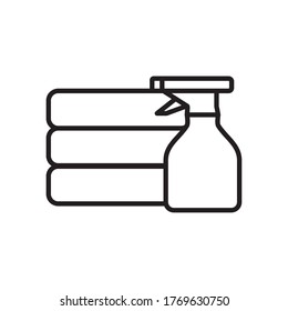 folded clothes and spray bottle icon over white background, line style, vector illustration