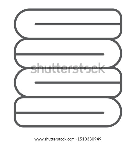 Folded clothes thin line icon, laundry and wash, folded towels sign, vector graphics, a linear pattern on a white background, eps 10.