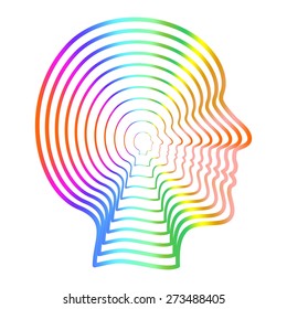 Folded colored head composed of small heads