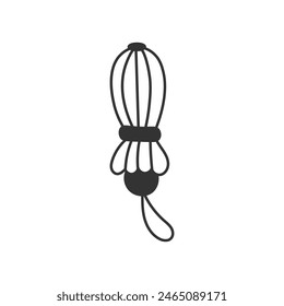 Folded compact mini umbrella doodle illustration. Hand drawn small rain protection waterproof accessory. Isolated black line art. Vector illustration