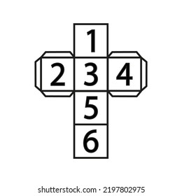 folded cube with numbers . Game element. Simple element illustration. Casino icon. Vector illustration. Stock image. 