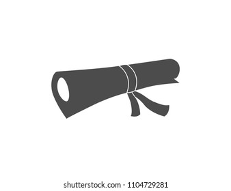 Folded diploma icon on  white background, top view