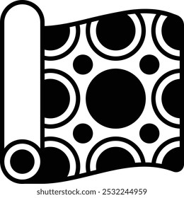 Folded Dotted Print Fabric Roll concept, Unstitched Cotton vector icon design, Bespoke tailoring symbol, Made-to-measure clothing sign,Sew and Tailor materials stock illustration