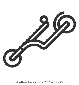 Folded electric scooter - icon, illustration on white background, outline style
