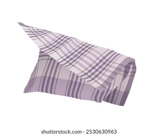 Folded fabric towel or kitchen tablecloth with gingham texture vector illustration