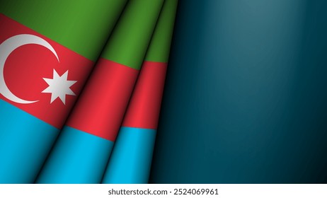 Bandeira dobrada do Azerbaijão gráfica e rótulo. Elemento de impacto para o uso que você deseja fazer dele.