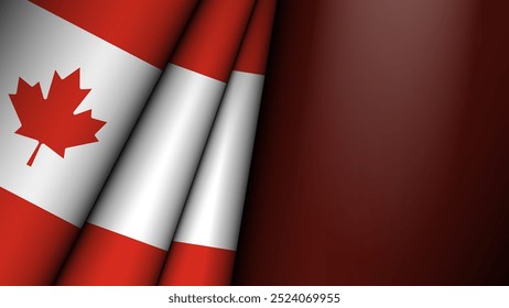 Gráfico e rótulo com bandeira dobrada do Canadá. Elemento de impacto para o uso que você deseja fazer dele.