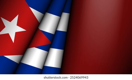Folded flag of Cuba graphic and label. Element of impact for the use you want to make of it.