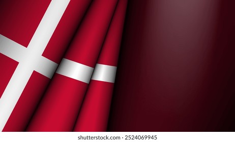 Folded flag of Denmark graphic and label. Element of impact for the use you want to make of it.