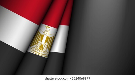Bandeira dobrada do Egito gráfica e etiqueta. Elemento de impacto para o uso que você deseja fazer dele.