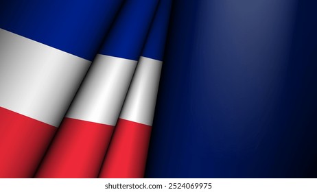 Folded flag of France graphic and label. Element of impact for the use you want to make of it.