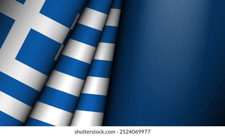 Gráfico e rótulo da bandeira da Grécia dobrada. Elemento de impacto para o uso que você deseja fazer dele.