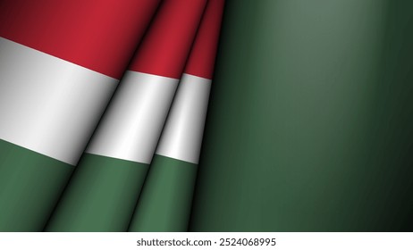 Folded flag of Hungary graphic and label. Element of impact for the use you want to make of it.