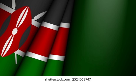 Folded flag of Kenya graphic and label. Element of impact for the use you want to make of it.