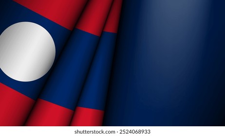 Bandera doblada de Laos gráfica y etiqueta. Elemento de impacto para el uso que desea hacer de él.