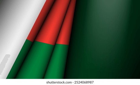 Folded flag of Madagascar graphic and label. Element of impact for the use you want to make of it.