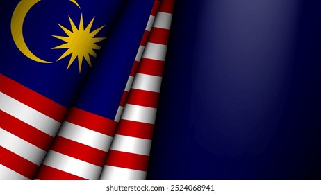 Folded flag of Malaysia graphic and label. Element of impact for the use you want to make of it.