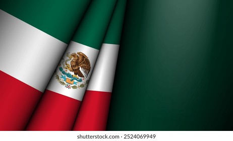 Folded flag of Mexico graphic and label. Element of impact for the use you want to make of it.