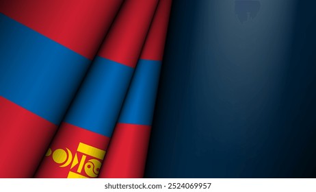 Gefaltete Flagge der Mongolei Grafik und Etikett. Element der Auswirkung für die Verwendung, die Sie daraus machen möchten.