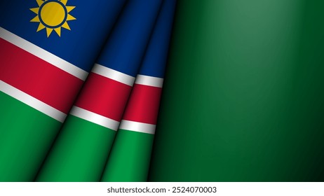 Folded flag of Namibia graphic and label. Element of impact for the use you want to make of it.