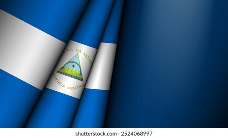 Folded flag of Nicaragua graphic and label. Element of impact for the use you want to make of it.