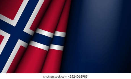 Bandeira dobrada do gráfico e rótulo da Noruega. Elemento de impacto para o uso que você deseja fazer dele.