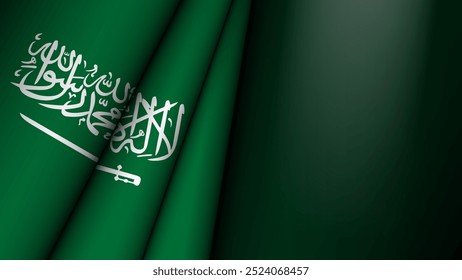 Folded flag of SaudiArabia graphic and label. Element of impact for the use you want to make of it.