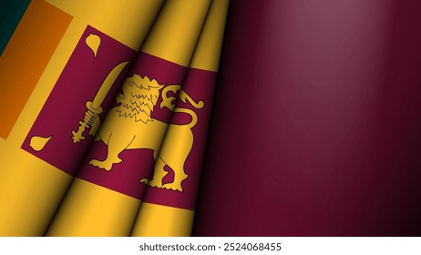 Bandera doblada del gráfico y etiqueta de Sri Lanka. Elemento de impacto para el uso que desea hacer de él.