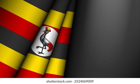 Bandeira dobrada de Uganda gráfico e rótulo. Elemento de impacto para o uso que você deseja fazer dele.