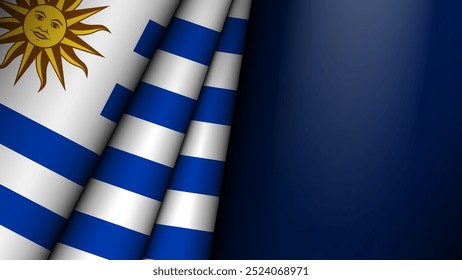 Folded flag of Uruguay graphic and label. Element of impact for the use you want to make of it.